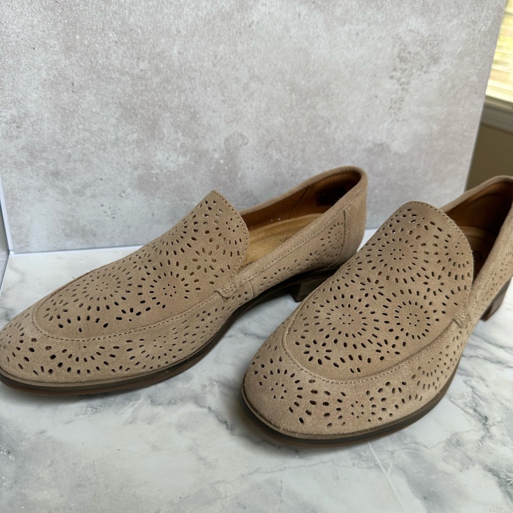 Clarks Beige Perforated Loafers